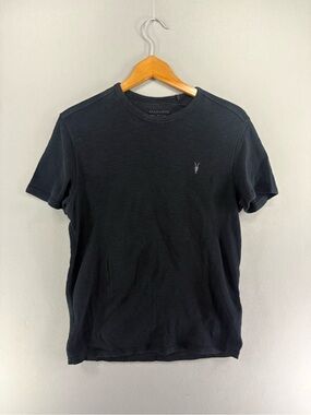 Allsaints Mens Esum SS Crew Neck Heavy Cotton T-Shirt Waffle Size Small Black